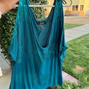 Apt 9 Sequin Teal Top